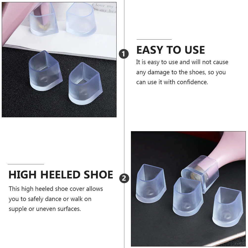 16 Pcs Latin Heel Cover High Heels Sinking Clear Shoes Caps Dance Repair Covers Protector Transparent