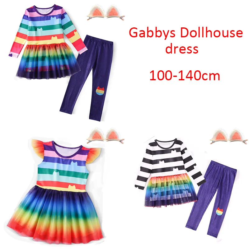 

Babys Girls Gabbys Dollhouse Princess Cosplay Dresses+Pants Sets Clothes Halloween Children Gabby Cats Costume Birthday Clothing