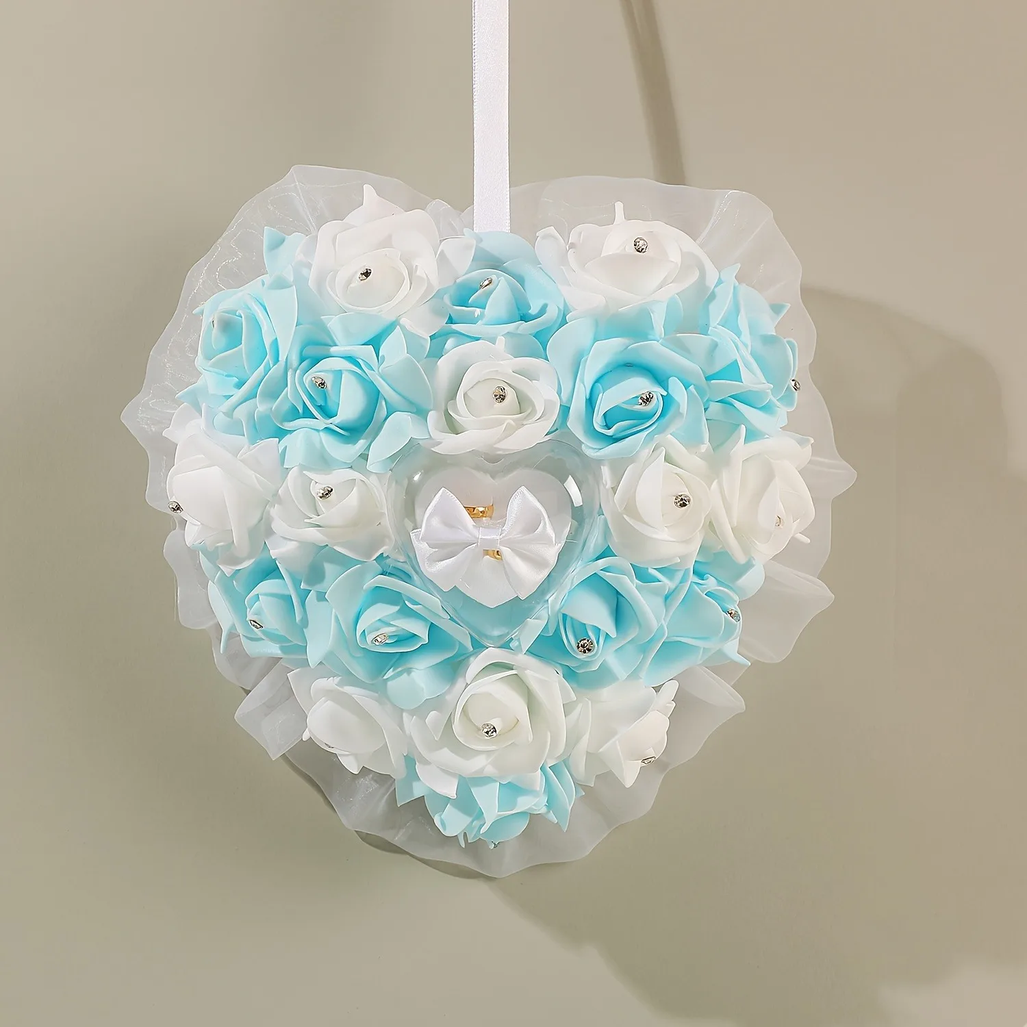 وسادة خاتم العروس المحمولة باليد على شكل قلب، وسادة خاتم اقتراح الحب الرومانسي وسادة خاتم الزواج