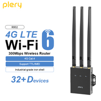 PLERY 4G LTE CAT4 300Mbps WiFi6 Industrial Router 2.4G/HZ SIM Card Router with External 5dBi External Antenna for Outdoor