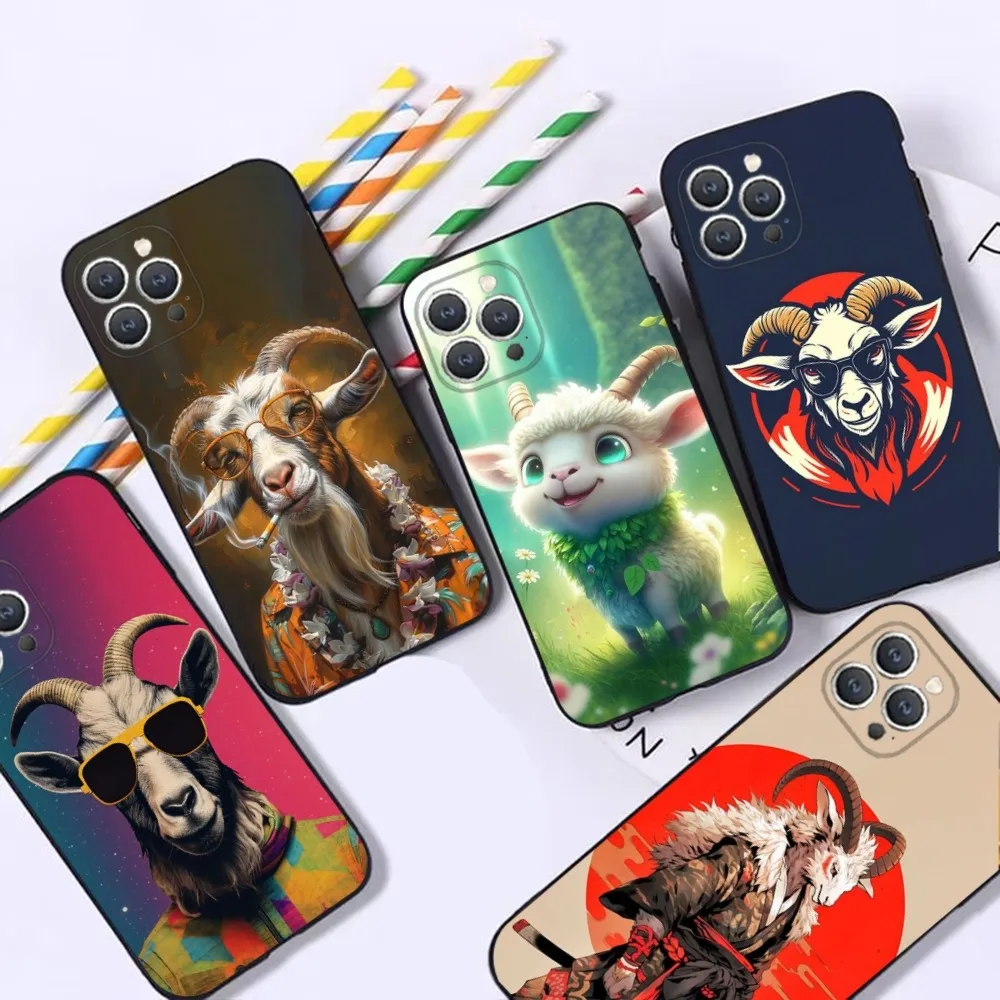 

Cartoon Cute Goat Phone Case For iPhone 16,15,14,13,12,Pro,Max,11,7,8,Plus,XR,XS Max Shockproof Silicone Soft Shell