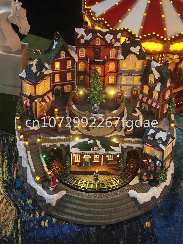 Fairytale Town Music Box Eight Tone Box Rotating Train Large Christmas Birthday Gift