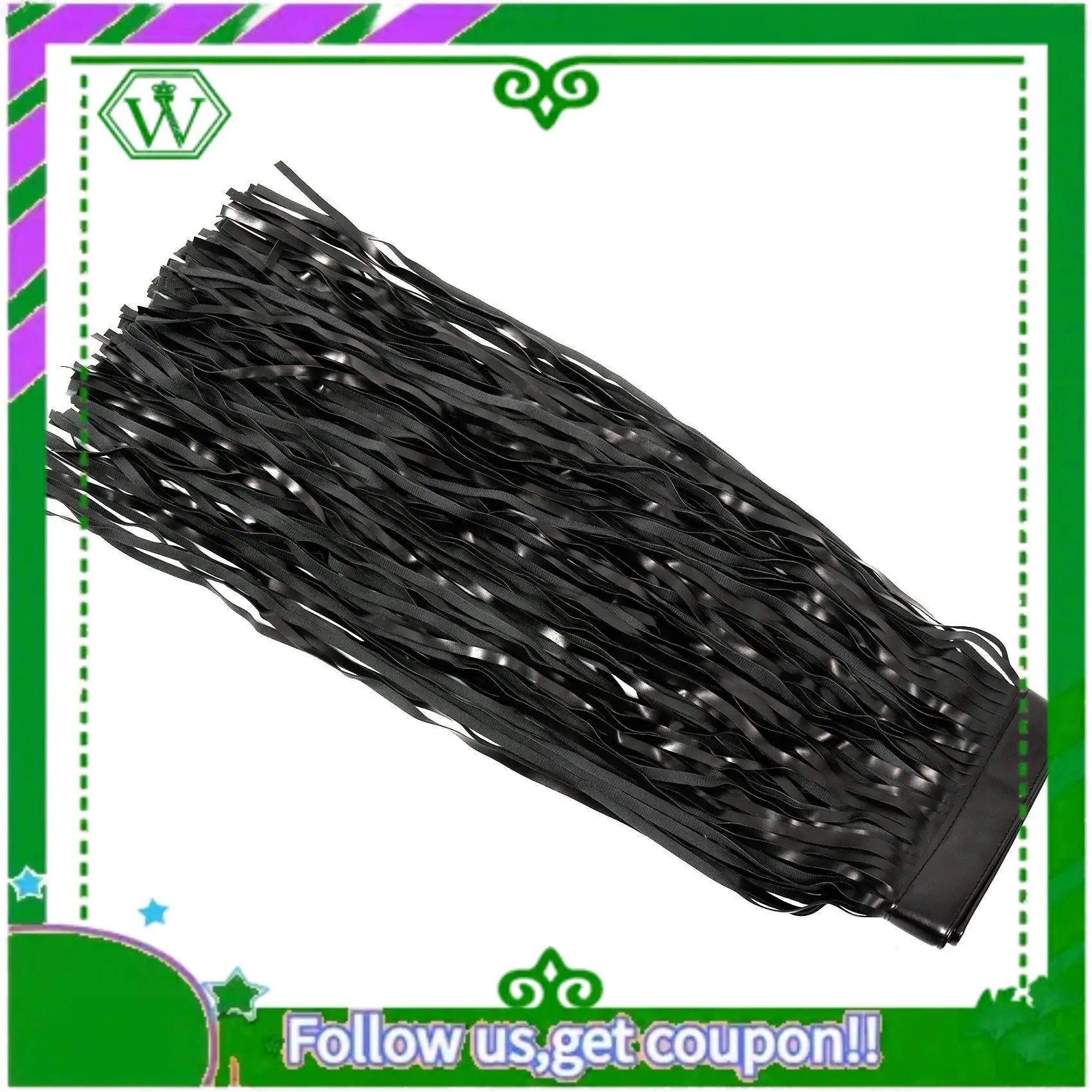 A18P-Gonna in pelle con nappe da donna, moda estiva, cintura lunga con frange in PU regolata, nera