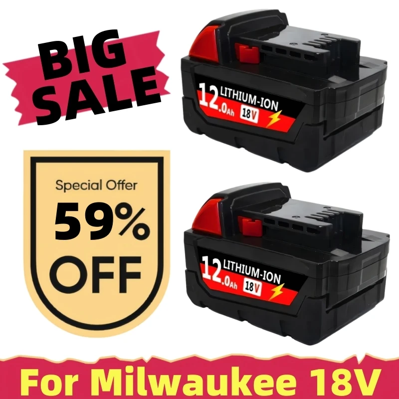 6000mAH/12000mAH For Milwaukee M18 18V Replacement For Milwaukee M18B5 XC Li-ion battery 48-11-1815 2604-20 48-11-1850 charger