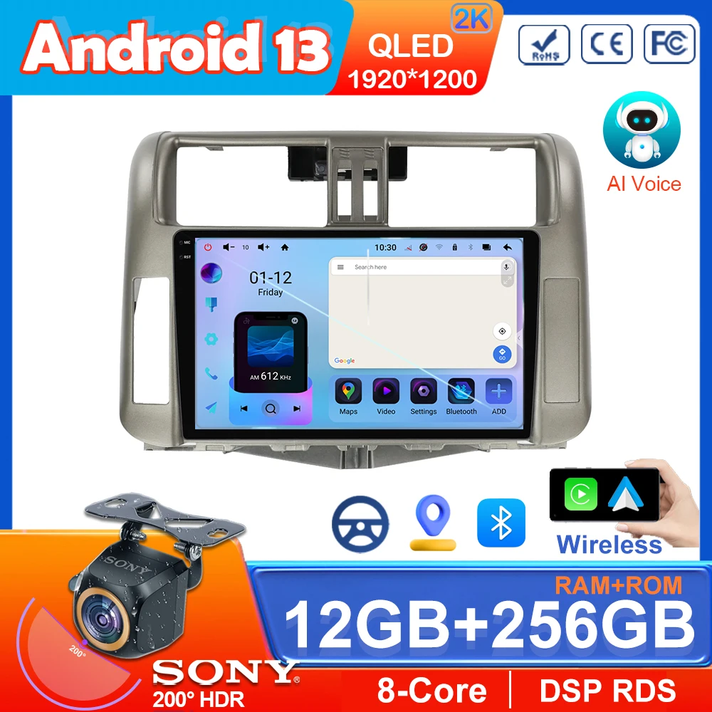 Autoradio 13 Car Radio For Toyota Land Cruiser Prado150 2010 - 2013 Stereo Multimedia Player GPSNavigation DVD NO 2DIN Carplay