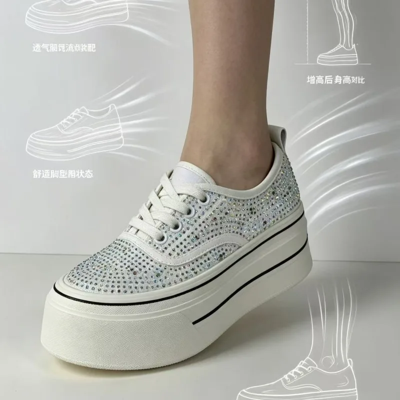 Fashion Womens Shoes Luxury Rhinestone Casual Shoes for Woman New Korean Version Chunky Sneakers Designer Shoes Zapatos De Mujer view 5