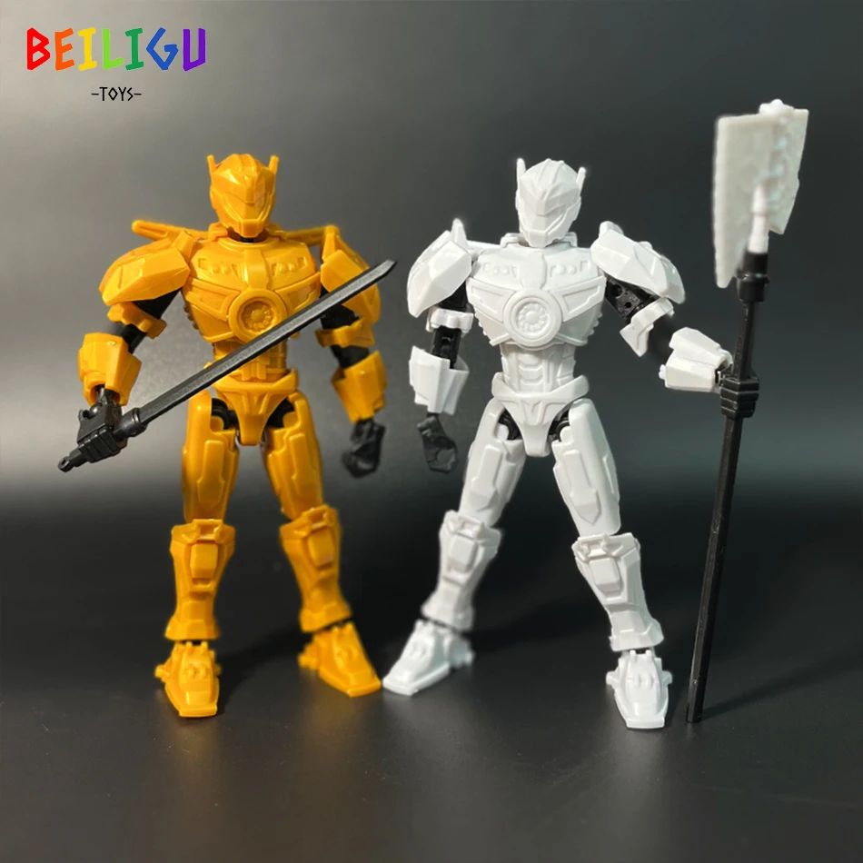 Beiluigu multi-articulação móvel robô brinquedo figura de ação guerreiro armas 3d boneca mecha modelo montagem brinquedos para crianças presente do feriado