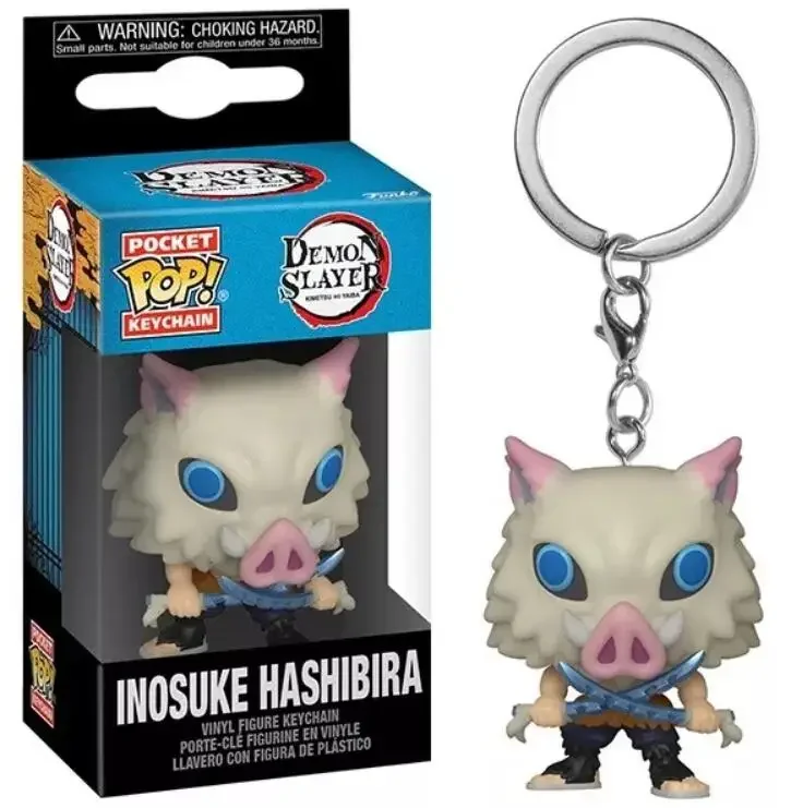 Novo anime japonês funko pop chaveiro brinquedos demônio inosuke hashibira bolso pop chaveiro coleção modelo boneca crianças brinquedo