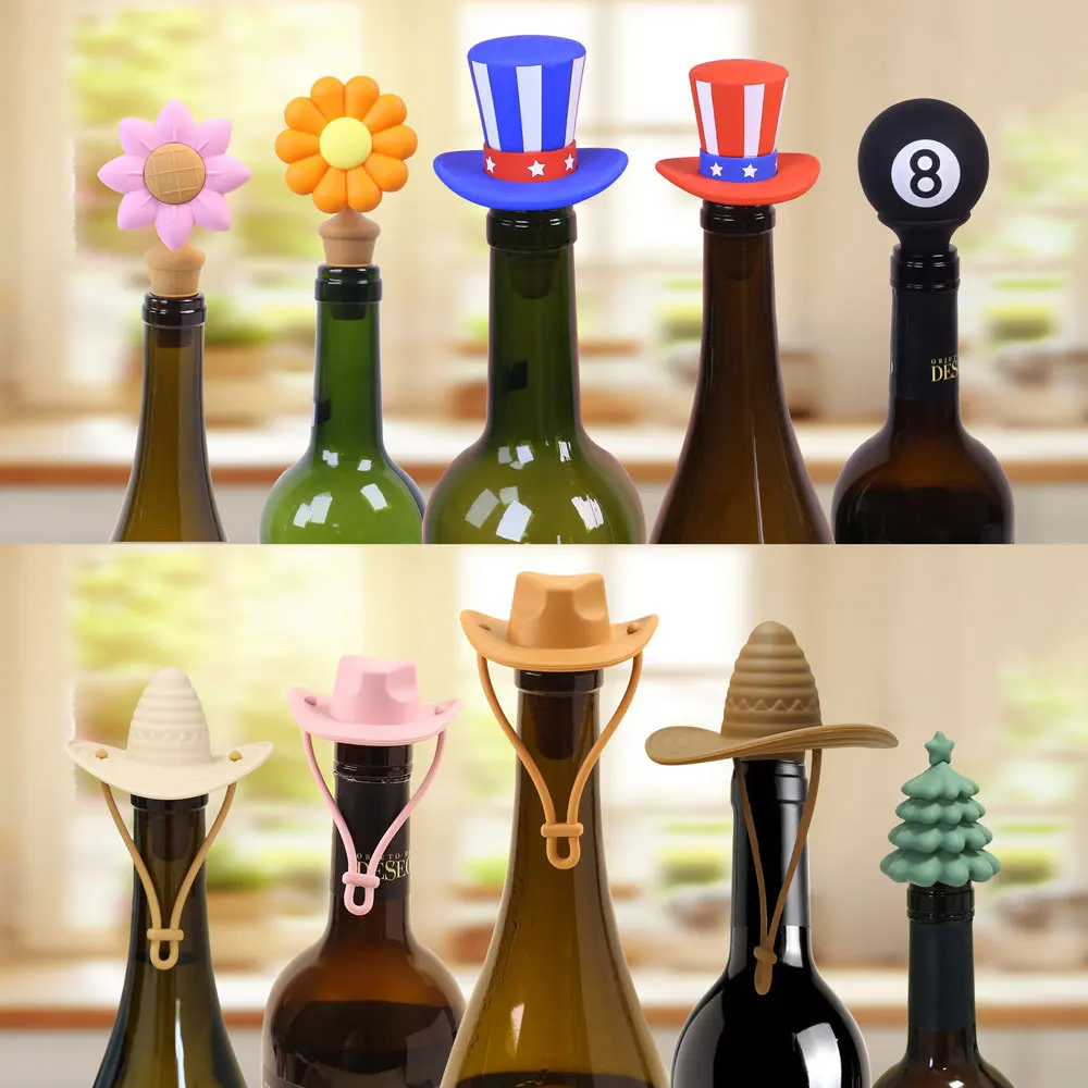 Silicone Red Wine Stopper Creative Sunflower Denim Cap Bottle Stopper Kitchen Home Leak Proof Sealed Wine Bottle Food-grade