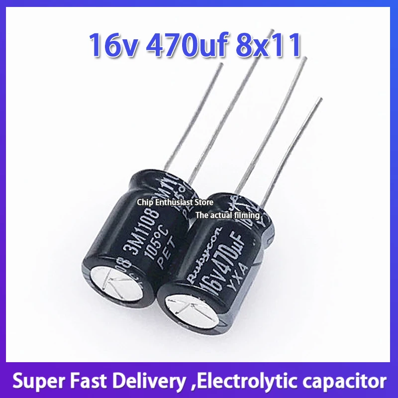 

10PCS Capacitor Rubycon 16v 470uf 8x11 ruby yxa series 470uf 16V Aluminum electrolytic capacitor