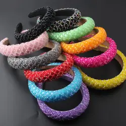 New Shiny Full Rhinestone Headband Fashion Female Headband Elastic Padded Hairband Shiny Hairband Women Headwear 884