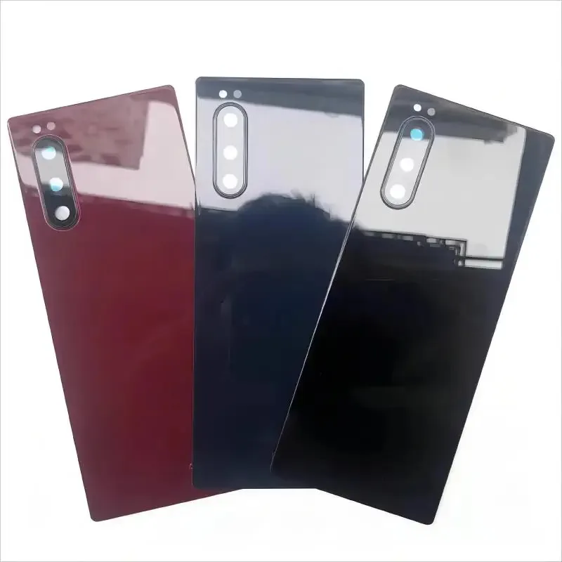 Задний корпус для Sony Xperia 5 J9210 6,1 дюйма, стеклянная задняя крышка, ремонт, замена чехла для аккумулятора телефона, объектив камеры