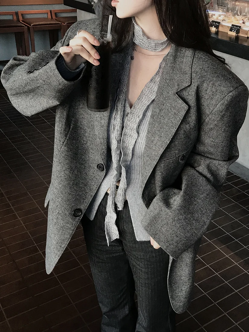 ファイオナブルでシック、シンプルで高級感のある女性用保温スーツ、韓国風、長袖、通勤に最適