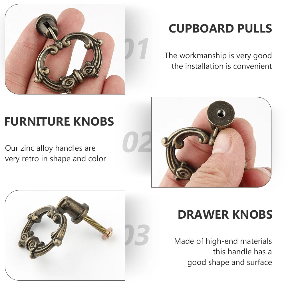 

Zinc Alloy H les Retro Drawer Knobs 5 Sets Single Hole Drawer Knobs Pull Wardrobe Vintage Furniture Pulls Hardware