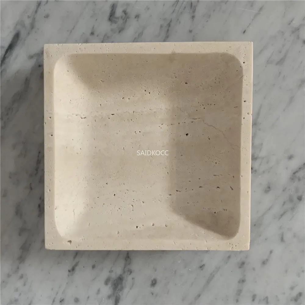 Wholesale 20pcs Customized Nordic Beige Travertine Jewelry Catchall And Stone Tray Square