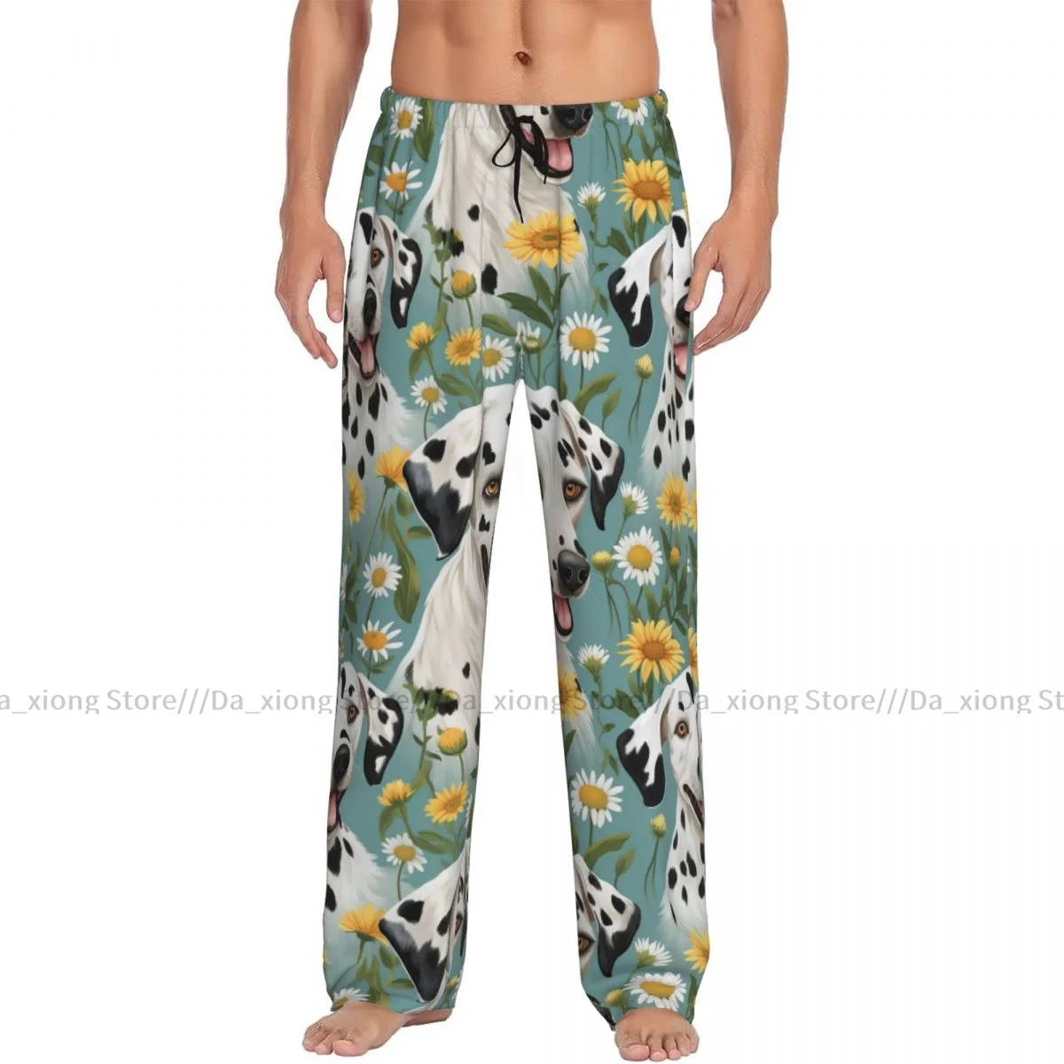 Dalmatian Flowers Mens Pajamas Pyjamas Pants Lounge Pants Sleep Bottoms