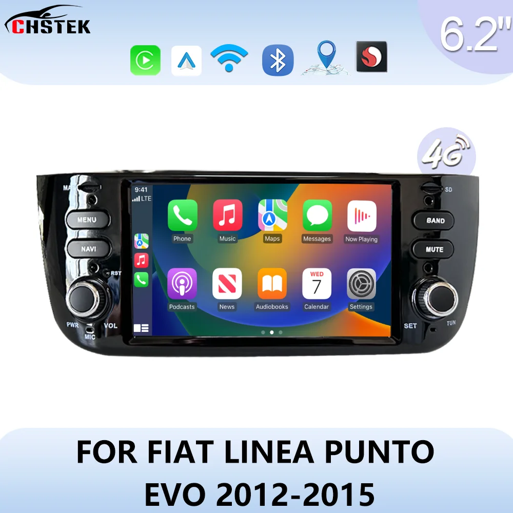 

CHSTEK 6.2" 2Din Radio Samochodowe CarPlay Android Auto Navigation For Fiat Linea/Punto/Grande/Evo/Urban Cross GPS BT5.0 WiFi 4G