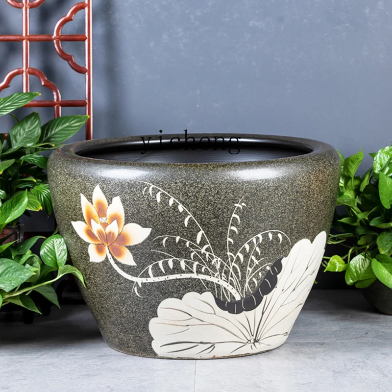 ZC retro ceramic ancient goldfish tank courtyard old-fashioned large water tank water lily lotus tank