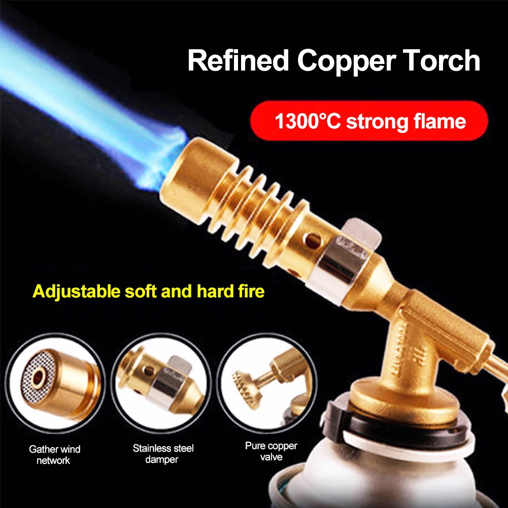 Portable Flame Gun Butane Burner High Temperature Welding Gas Lighter Torch Outdoor Camping BBQ Flame Butane Heat Welding Torch