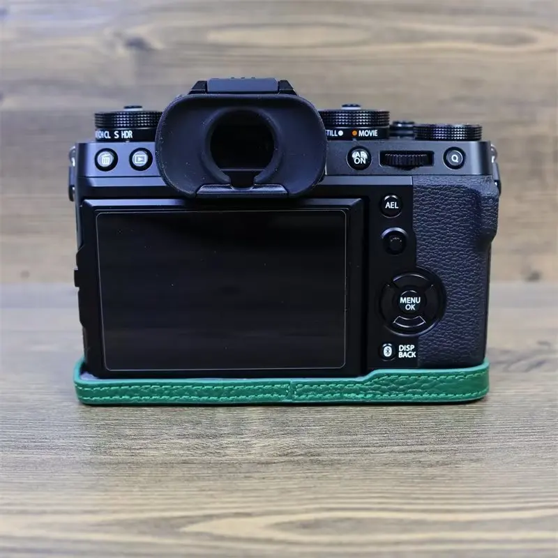 Casing kulit asli asli tas Video kamera pelindung dasar setengah badan untuk Fujifilm Fuji X-T5 XT5 penutup bawah bukaan pelindung