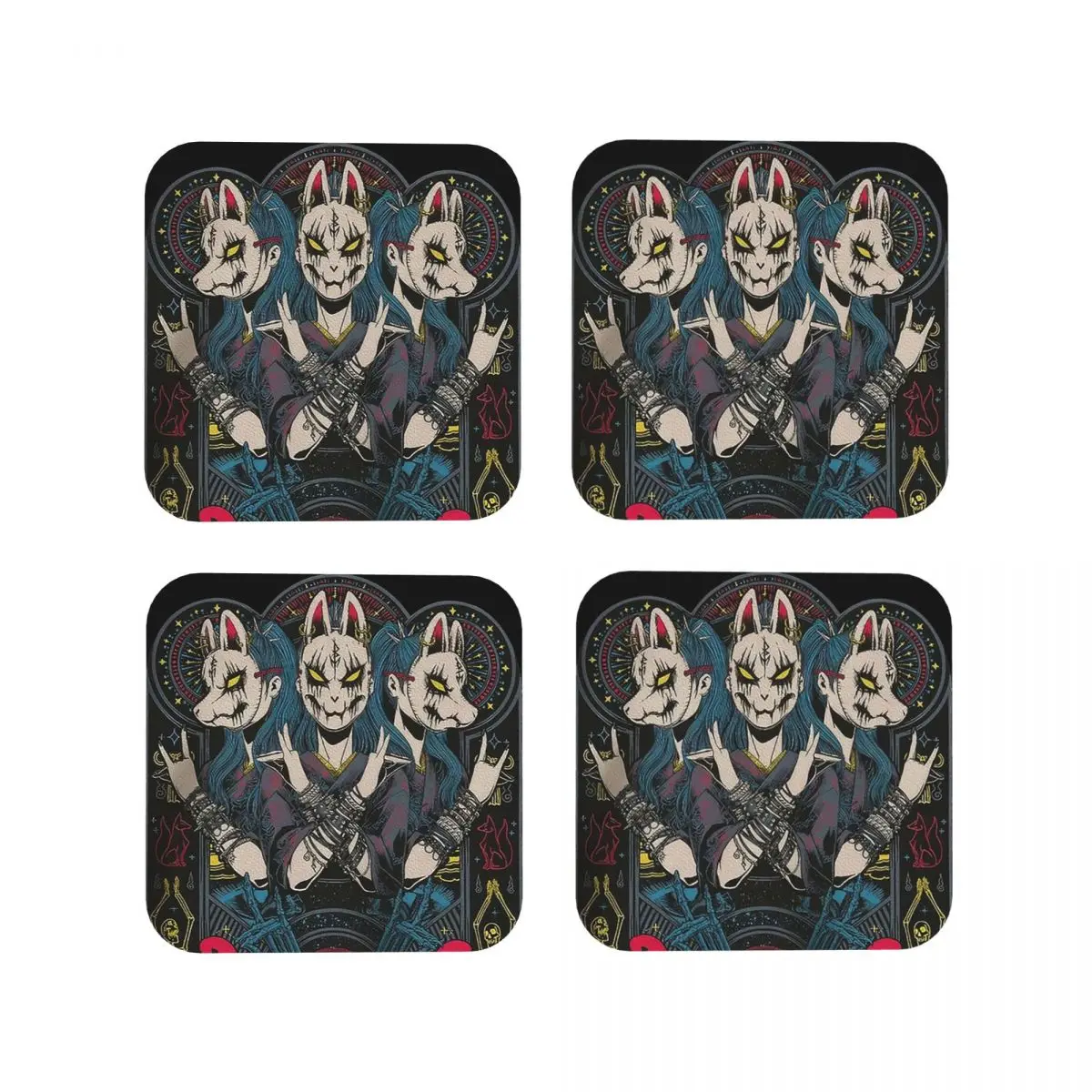 

Babymetal Tour Coasters Kitchen Placemats Waterproof Insulation Cup Coffee Mats For Decor Home Tableware Pads Set of 4