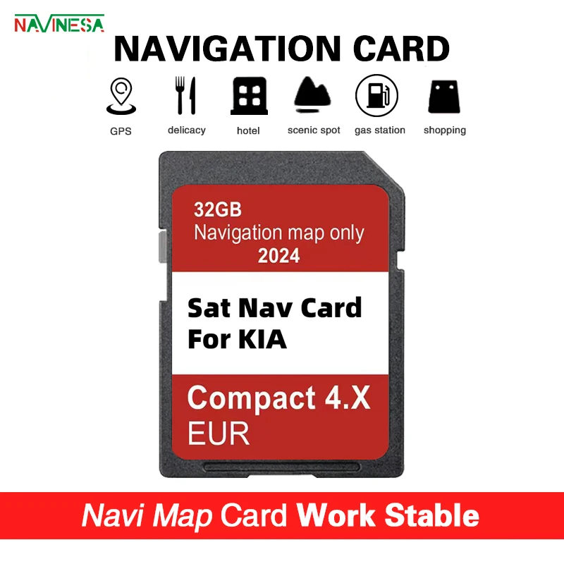 

GPS SD Card for KIA Compact 4.X Soul/Sorento/Optima Vehicle Updates 32GB NAVIGATION GEN4 2024 Version Europe UK Maps Sat Nav