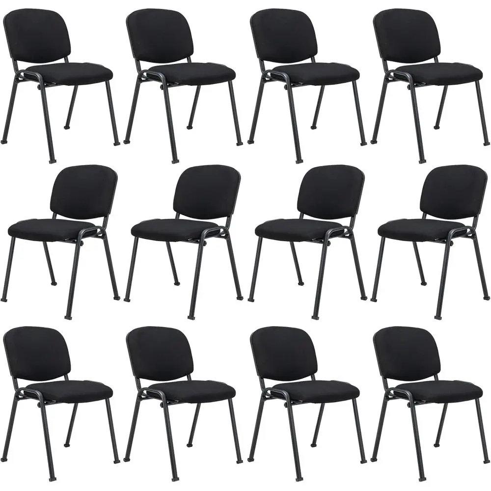 

12-Pack Stackable Metal Frame Chairs with Padded Cushions for Conference Rooms and Waiting Areas