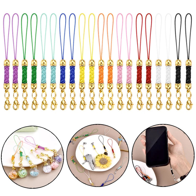 10Pcs Lanyard Lariat Strap Cords Lobster Clasp Rope Keychain Hooks Mobile Set Charms Keyring Pendant Key Ring Accessories