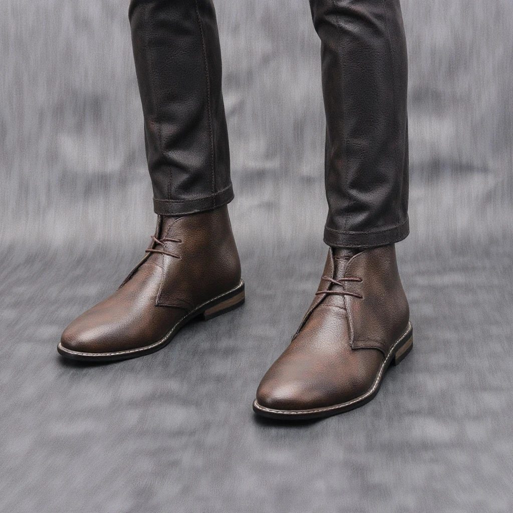 Buty męskie w stylu retro Skórzane buty Męskie botki # KD581 — zdjęcie 7