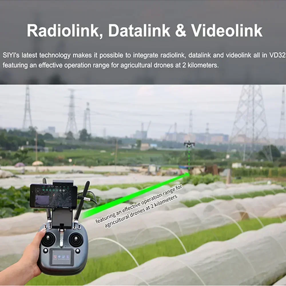 SIYI VD32 16CH Agricultural Controller 5KM FPV 2.4G Anti-Jamming IP67 Waterproof Bluetooth Datalink for Spraying Drone RC System