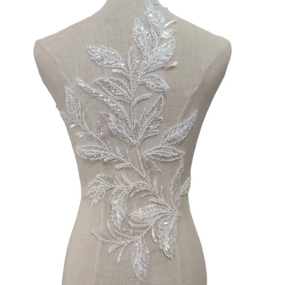 Beautiful Applique Fabrics White Embroidery Flower DIY Women's Ceremonial Dress Wedding Dress Ornaments