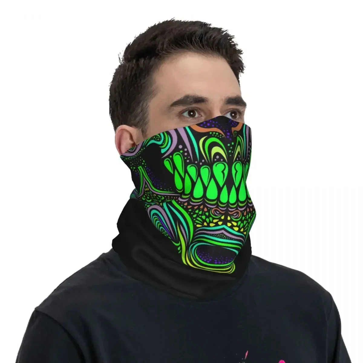 Cráneo psicodélico Aphex Twin Trippy, Bandana para la cara, polaina para el cuello, envoltura impresa, máscara, bufanda de ciclismo, bufanda deportiva para hombres y mujeres