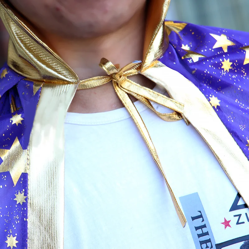 Capa de Carnaval con sombrero, capa con patrón de estrellas, disfraces de Cosplay para adultos y niños, tamaño de fiesta de 80 o 140cm