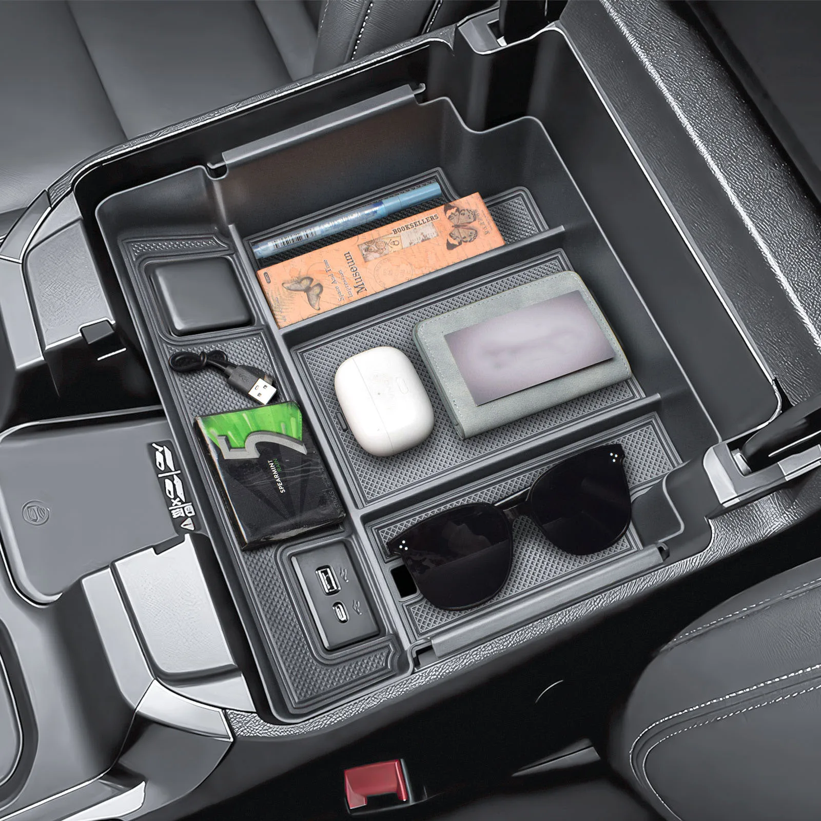 

Full Center Console Organizer for 2022-2026 Silverado/Sierra 1500 Refreshed Models 2024-2026 Chevy Silverado/GMC Sierra 2500HD