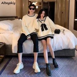 Pullovers Women Sweet Warm Winter Korean Style Daily All-match Couple Kawaii Elegant College Loose Young Ins Simple Design Mujer