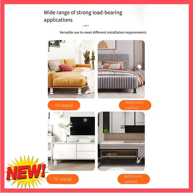 

B17C 4 PCS Adjustable Height Furniture Support Legs [With Screws] 3.15-4.72 Inch For Bed Frame/Bed Center Slat
