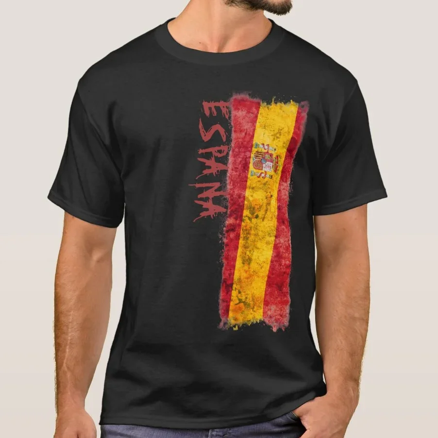 Distressed Spanish Flag T-Shirt. Summer Cotton O-Neck Short Sleeve Mens T Shirt New S-3XL