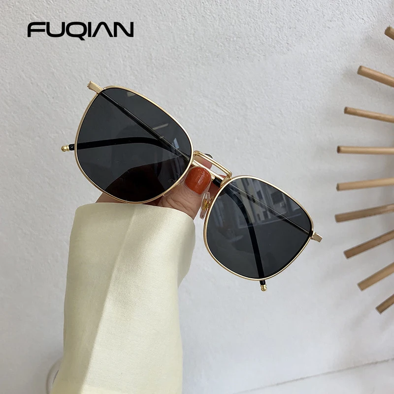 Fashion Metal Square Sunglasses Women Men Stylish Round Sun Glasses Ladies Retro Black Driving Shades UV400