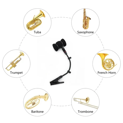 Imagen 2 del producto Micrófono condensador para instrumentos musicales G9, soporte Universal con Clip, Mini soporte duradero para saxofón, clarinete, instrumentos de viento