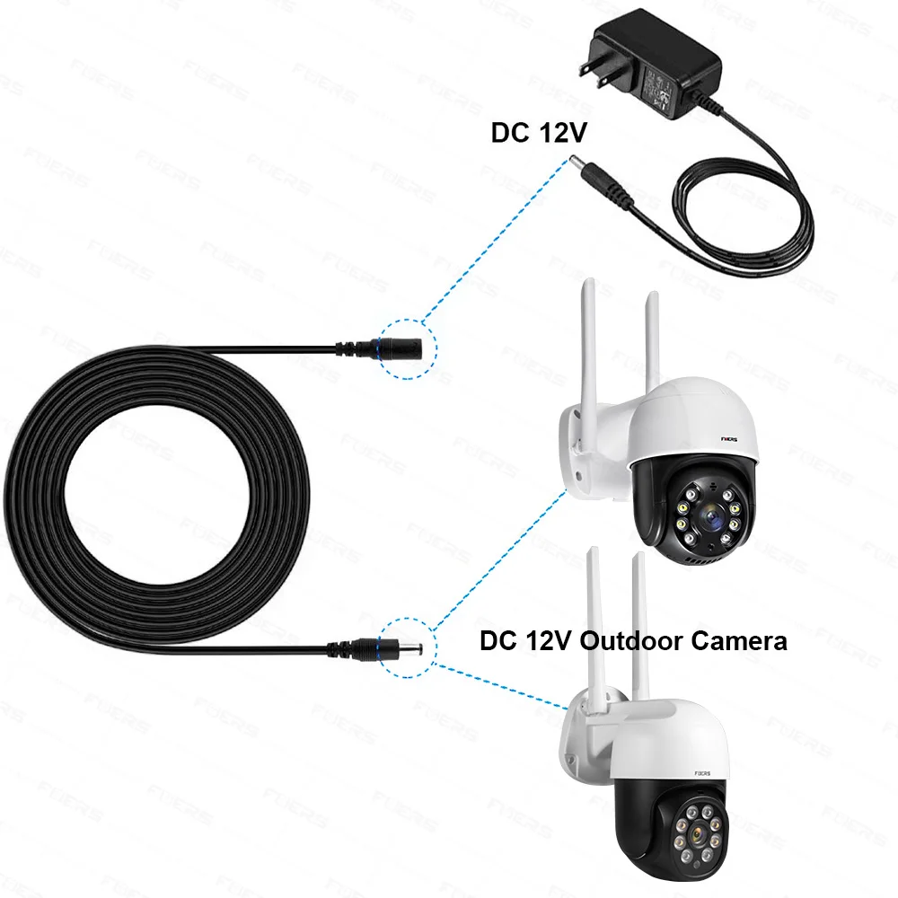 Adaptador de corriente de 12V CC, Cable de extensión de 6m para cámara IP CCTV de seguridad, adaptador de corriente de 5,5x2,1mm, 3 metros/32,8 pies