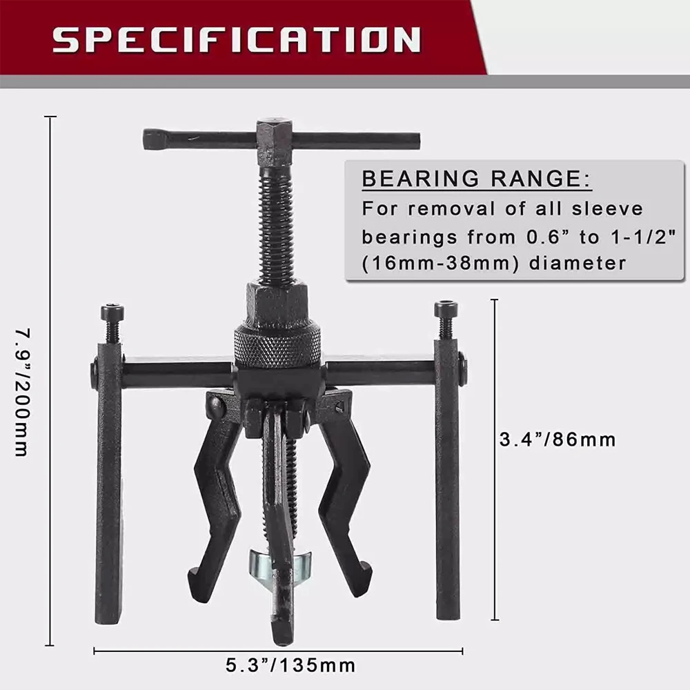 Car Inner Bearing Puller Gear 3-Jaw Extractor Automotive Repair Tool Kit Labor-saving Car Separation Bearing Removal