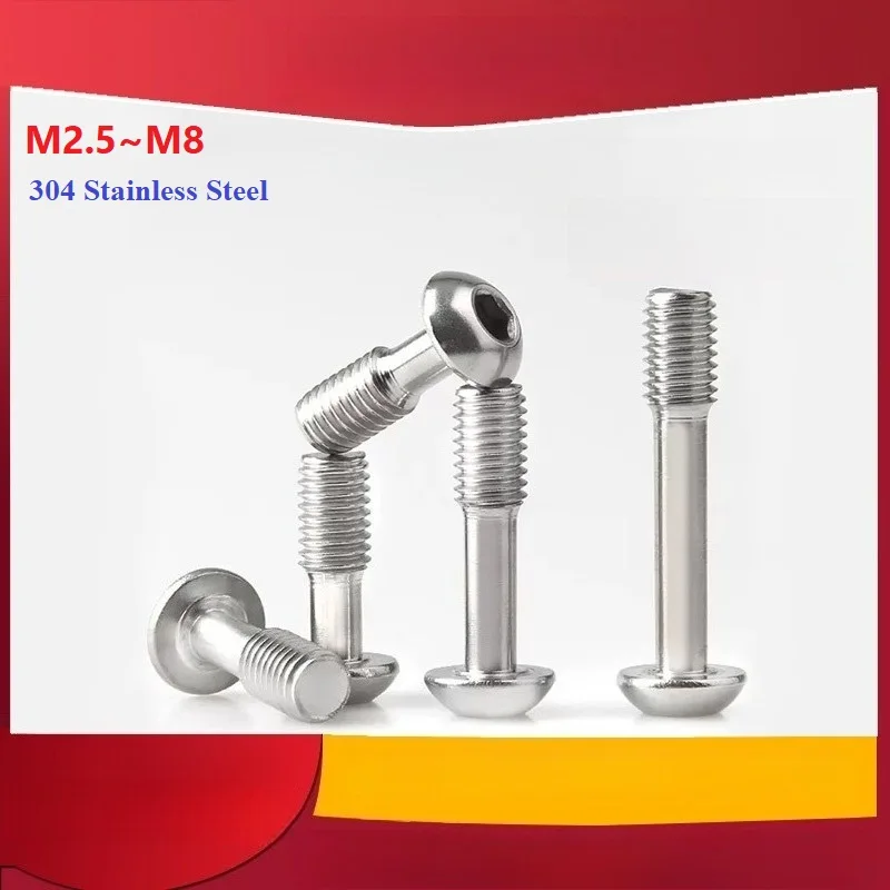 M2.5 M3 M4 M5 M6 M8 304 Stainless Steel Round Head Hexagon Loose Screw  Half Thread Screws New Listing