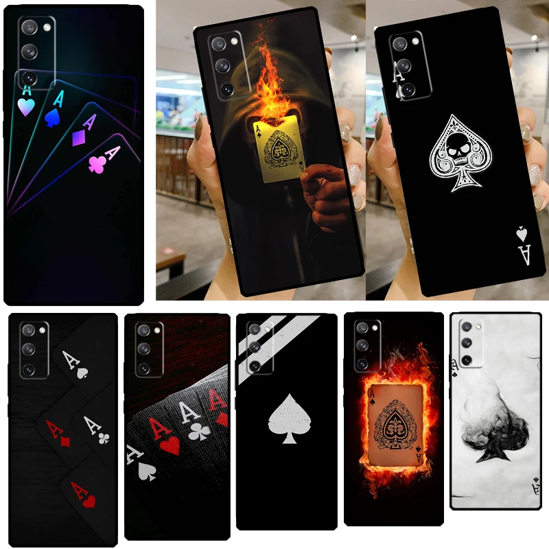 Ace of Spades Poker Silicone Case For Samsung Galaxy S22 S21 Ultra Note 20 S8 S9 S10 Note 10 Plus S20 FE Cover