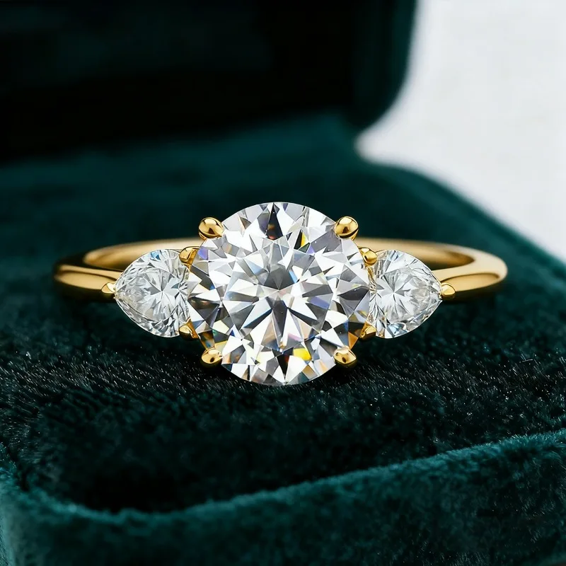 

KNB Fashion 3CT Big Moissanite Diamond Rings for Women Double Heart Zircon 925 Sterling Silver Eternity Engagement Fine Jewelry