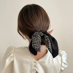 Ponytail Ribbon Bow New Women Scrunchies Knotted Bowknot Hair Ties Floral Print Sweet Elastic HairBand Hairs Accessories