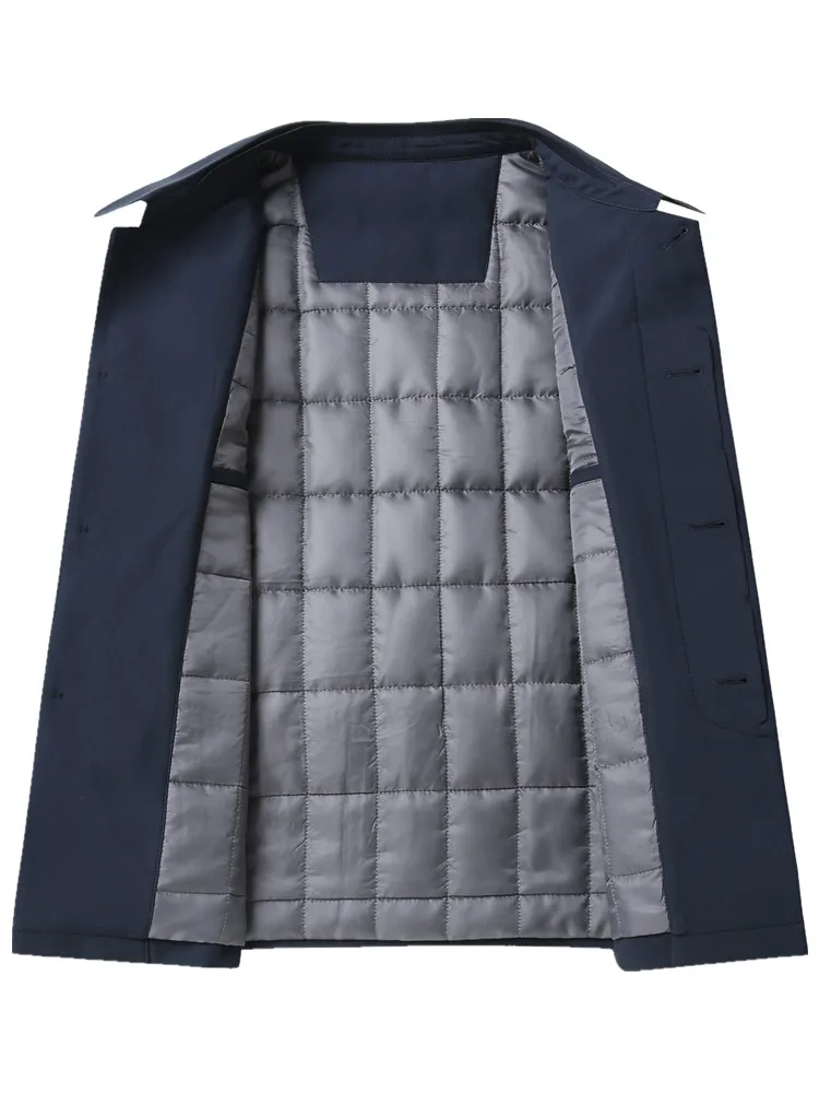 Men's Casual Cotton Jacket Autumn Winter Thickened Warm Coat Large Size Dad Collar Business Leisure Polyester Fiber Coat