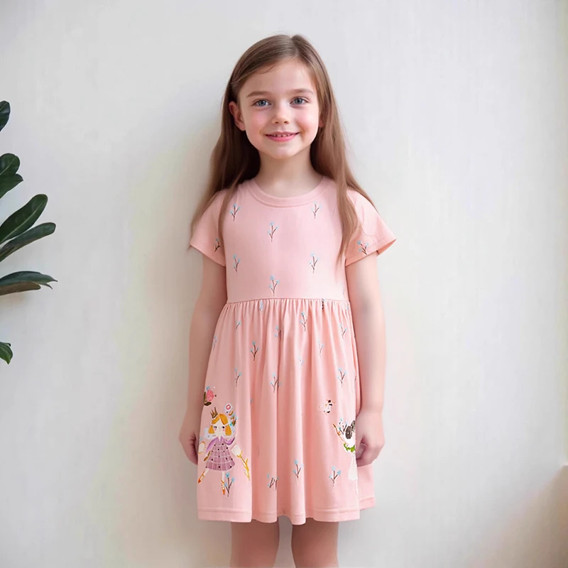 Little Maven Kinderkleid, Kinderkleidung, 2026, neuer Sommer für Babys, Mädchen, Kleidung, Baumwolle, Cartoon-Blumen, Kleider, Geburtstagsgeschenke