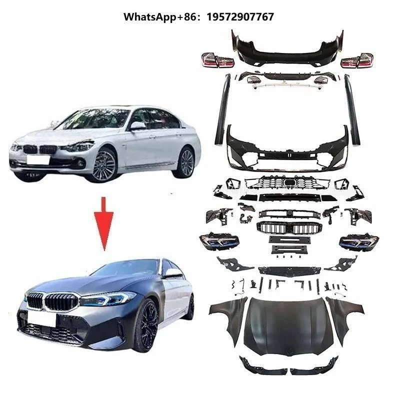 New Arrival 3S Conversion for F30 F35 G20 G28 LCI Sport Car Bumper Hood Headlight Bodykit with Clips Priming Paint
