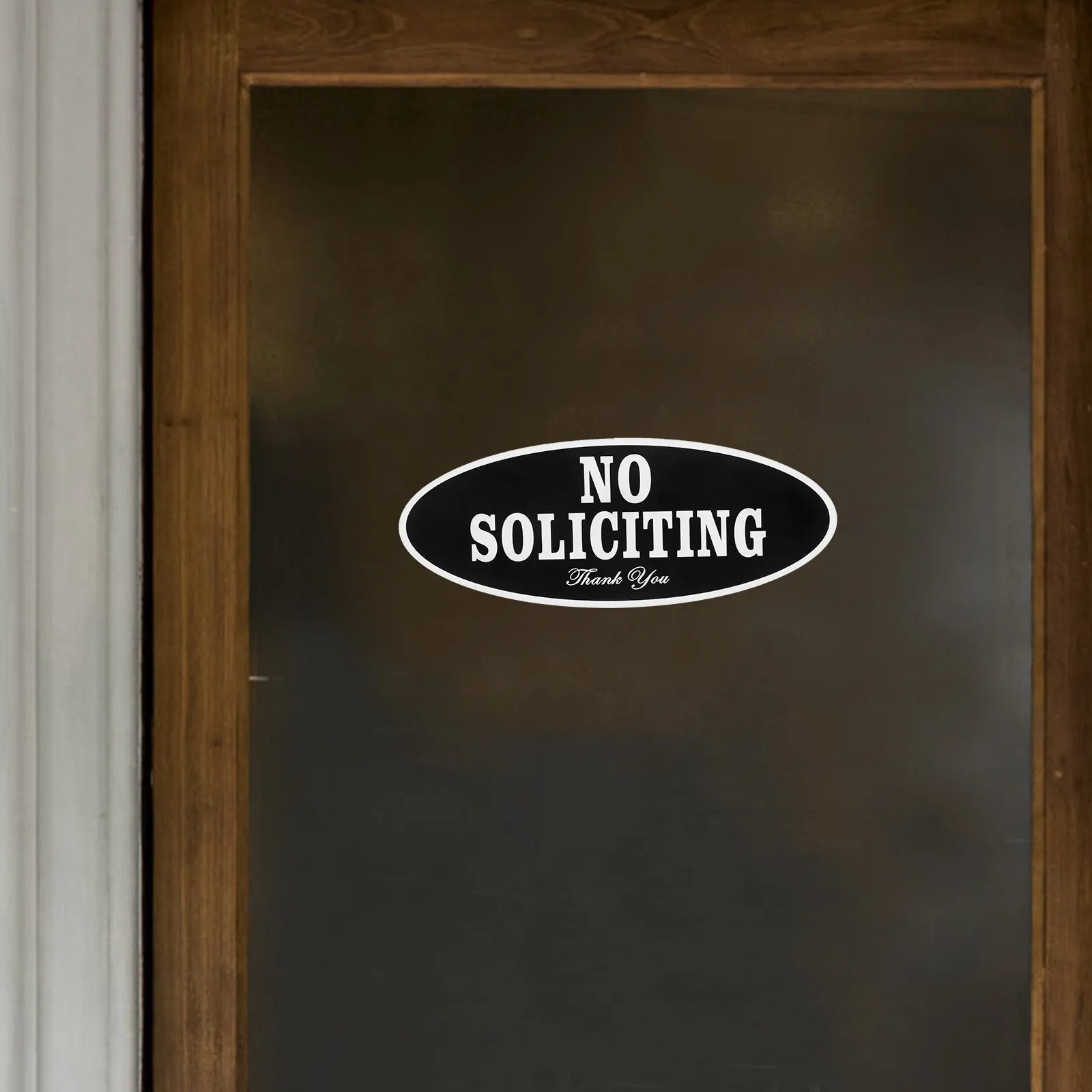 

Soliciting Round Acrylic Wall Plaque Weather Resistant Home Office Decor Black Door Wall Mount No Soliciting Hanging For