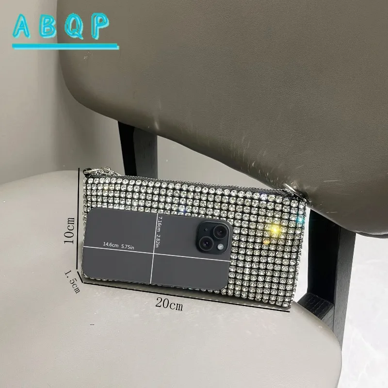 Shoulder Bag Women's Shiny Rhinestone Chain Mobile Phone Bags Crossbody Handmade Clutch Dinner Bag Purse